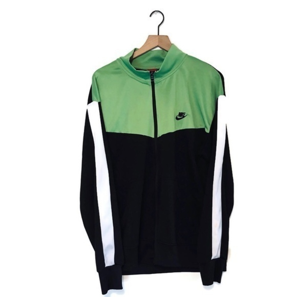 Vintage Nike Neon Green Black Color Block Zip-Up Track Jacket Men’s size XL VTG